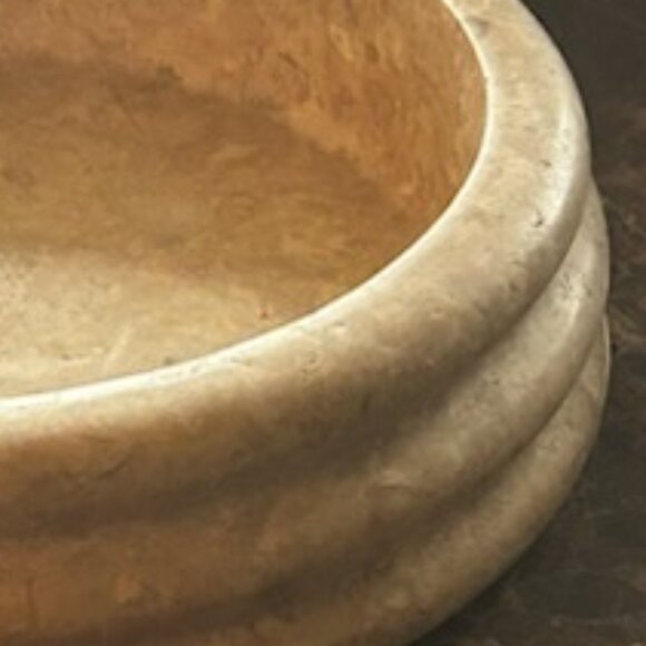 NWT Round Travertine Marble Vanity Jewelry Serving Tray Dish Trinket Organizer - Picture 8 of 9